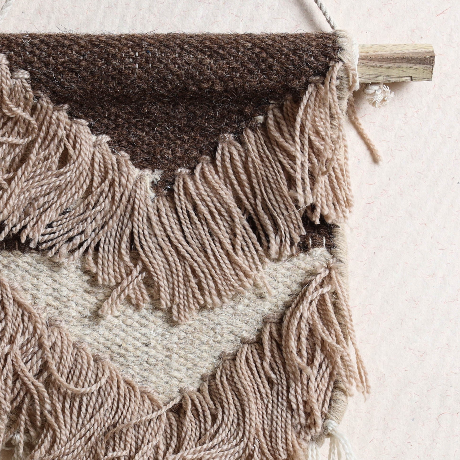 Bhadohi Handwoven Wool Geometric Fringed Wall Hanging