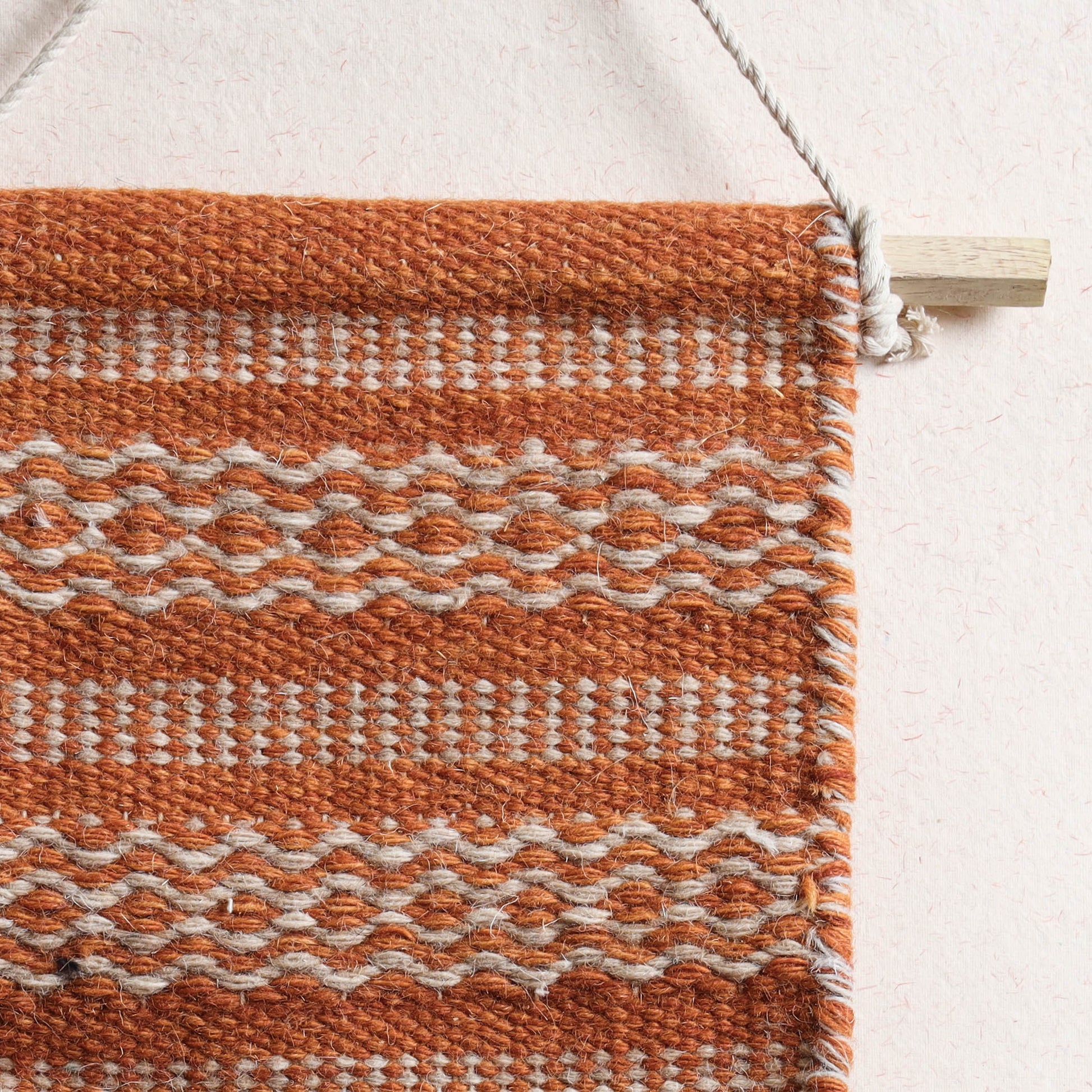 Bhadohi Handwoven Wool Geometric Fringed Wall Hanging