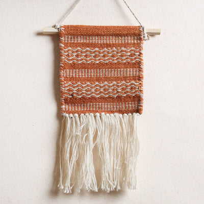 Bhadohi Handwoven Wool Geometric Fringed Wall Hanging