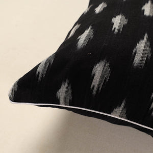Black - Pochampally Ikat Cotton Cushion Cover (16 x 16 in)