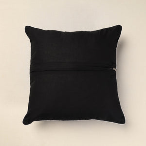 Black - Pochampally Ikat Cotton Cushion Cover (16 x 16 in)