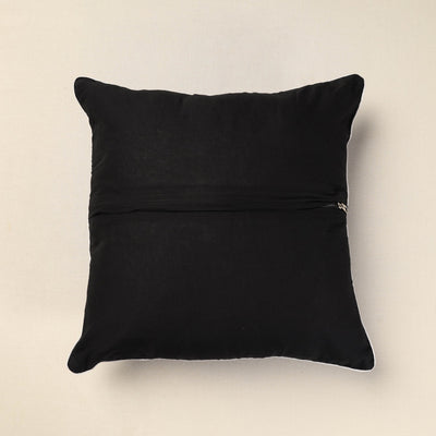 Black - Pochampally Ikat Cotton Cushion Cover (16 x 16 in)