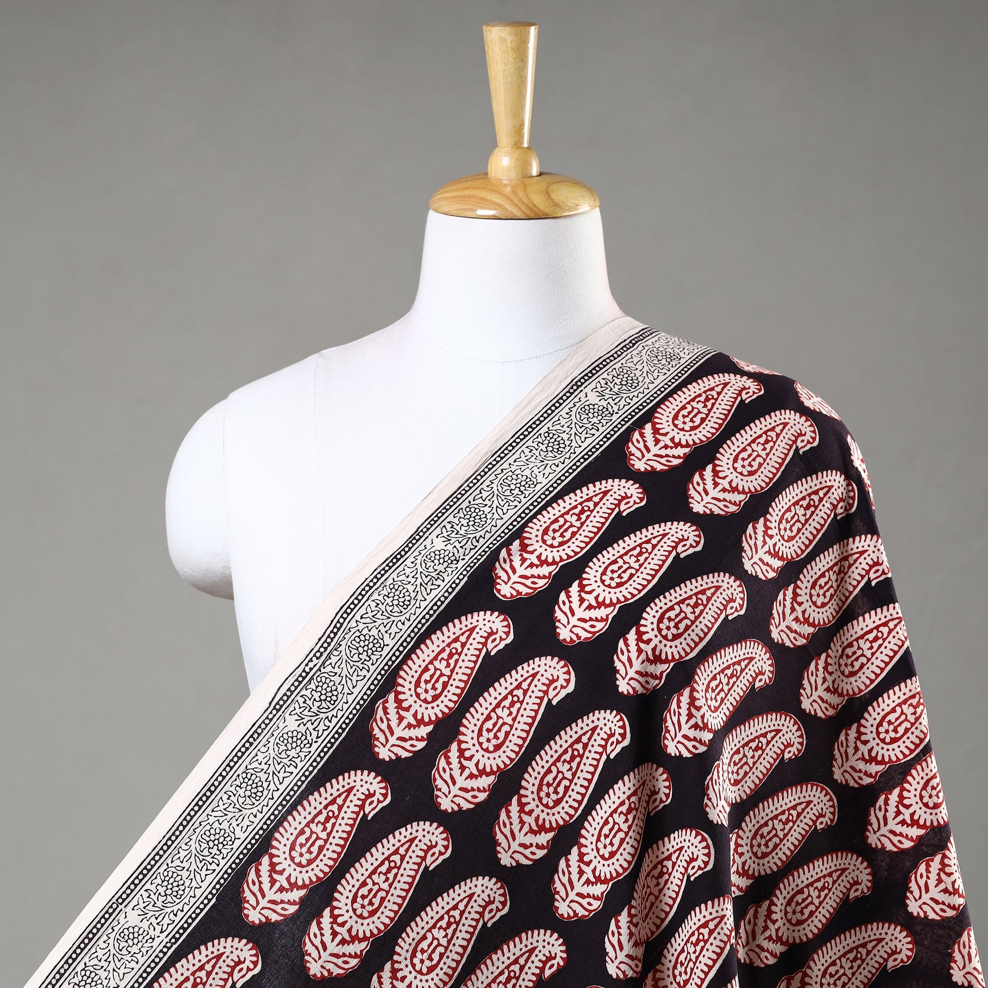 Black - Natural Dyed Cotton Bagh Print Fabric