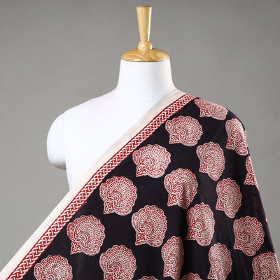 Black - Bagh Hand Block Printed Cotton Fabric