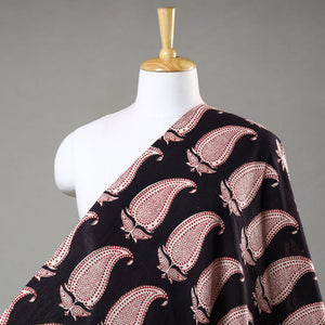 Black - Bagh Hand Block Printed Cotton Fabric