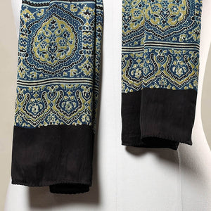 Brown - Kutch Bandhani Tie-Dye Ajrakh Block Printed Modal Silk Stole