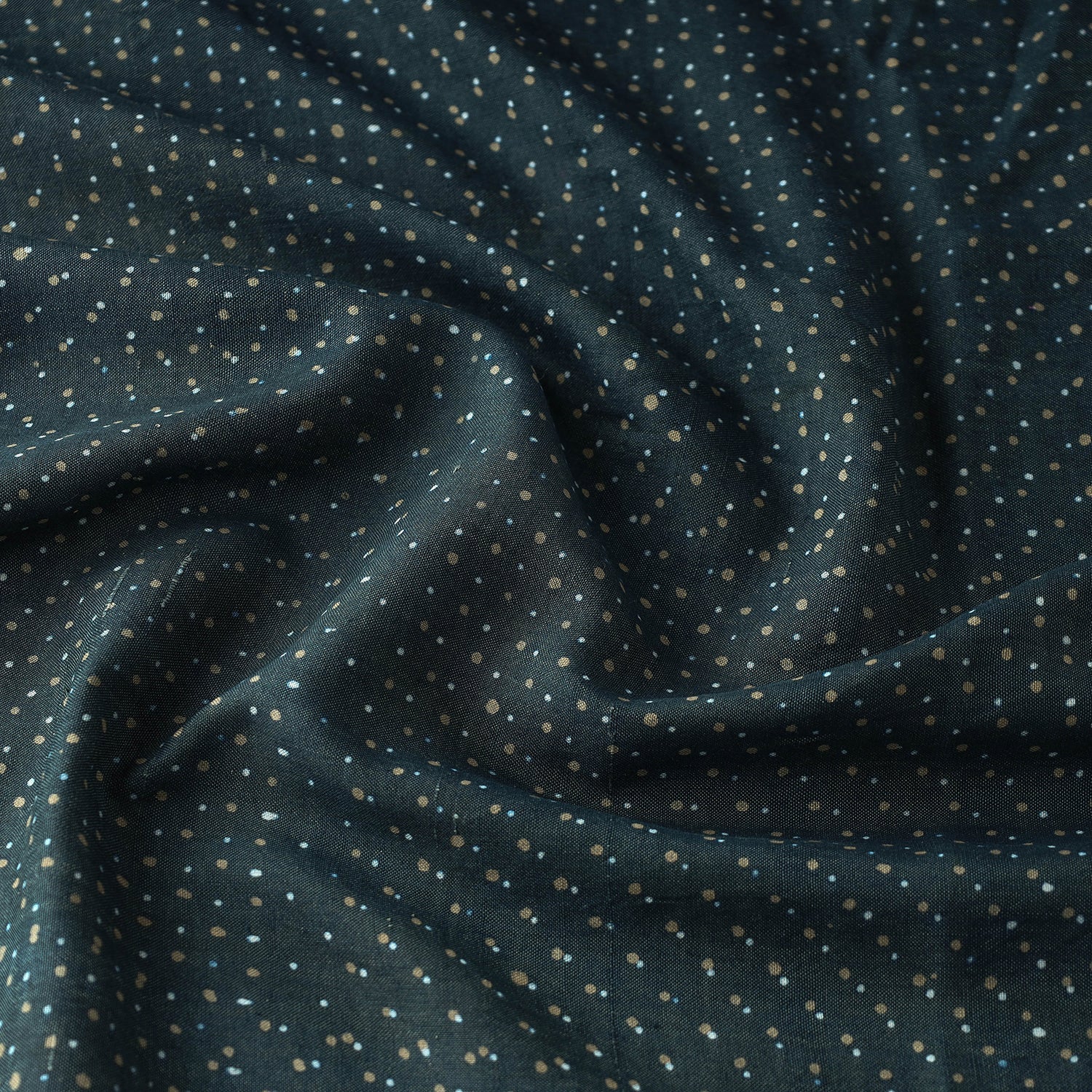 Green -  Pipad Block Printed Mulberry Silk Cotton Handloom Fabric