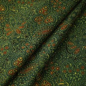 Green - Ajrakh Block Printed Cotton Fabric