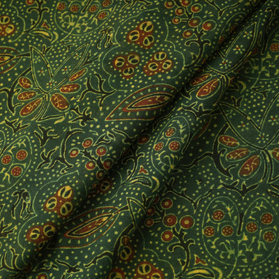 Green - Ajrakh Block Printed Cotton Fabric