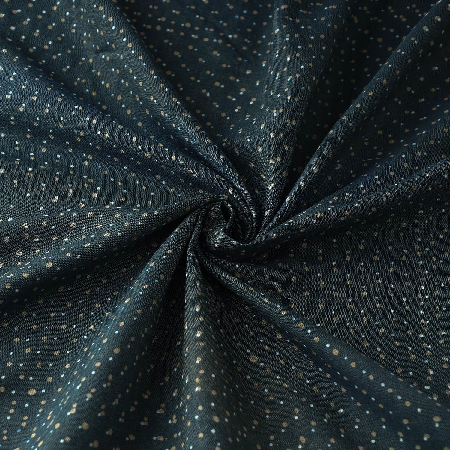 Green -  Pipad Block Printed Mulberry Silk Cotton Handloom Fabric