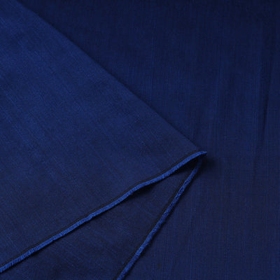 Blue - Elegant Slub Silk Plain Fabric