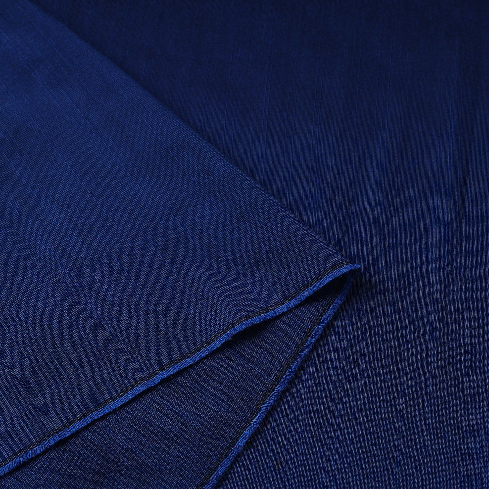 Blue - Elegant Slub Silk Plain Fabric