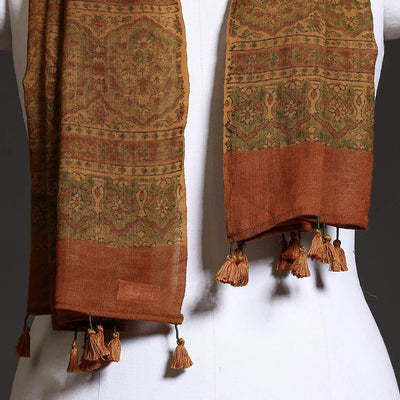 Brown - Ajrakh Block Printed Pure Woolen Stole