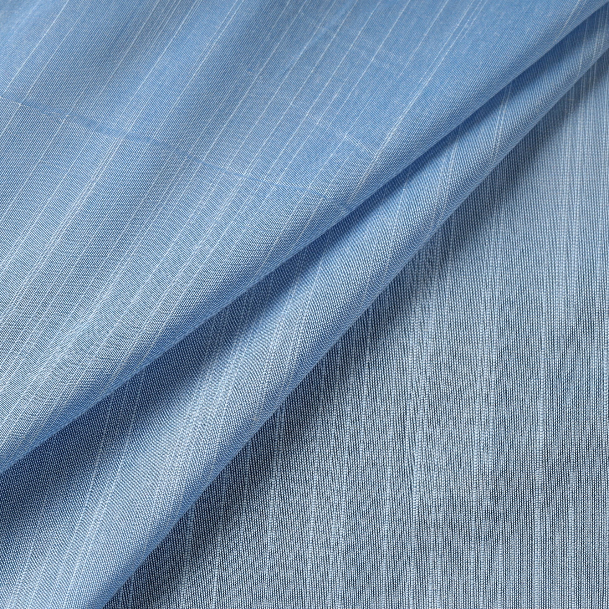 Blue - Elegant Slub Silk Plain Fabric 03