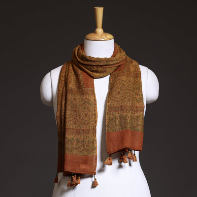 Brown - Ajrakh Block Printed Pure Woolen Stole