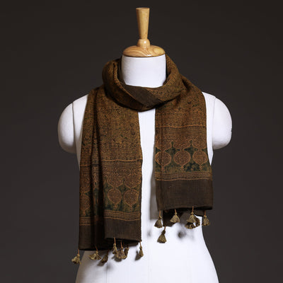 Brown - Ajrakh Block Printed Pure Woolen Stole