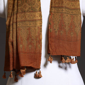 Brown - Ajrakh Block Printed Pure Woolen Stole