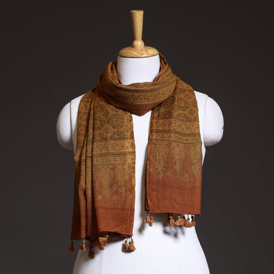 Brown - Ajrakh Block Printed Pure Woolen Stole