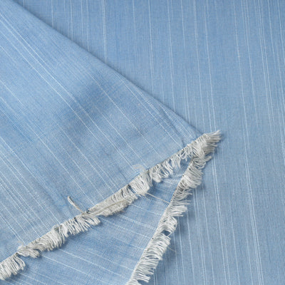 Blue - Elegant Slub Silk Plain Fabric 03