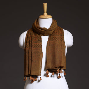 Brown - Ajrakh Block Printed Pure Woolen Stole