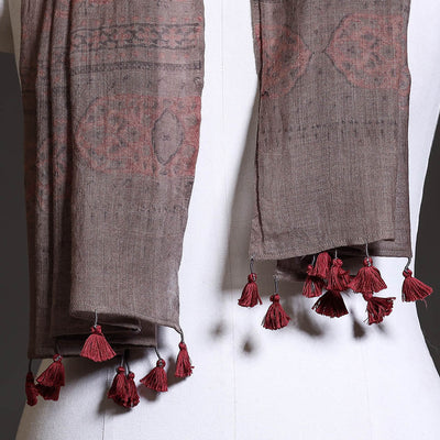 Brown - Ajrakh Block Printed Pure Woolen Stole