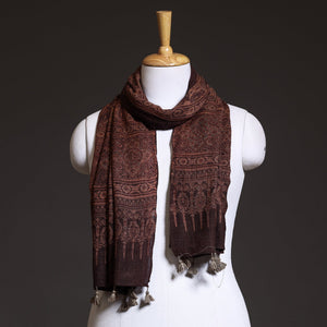 Brown - Ajrakh Block Printed Pure Woolen Stole