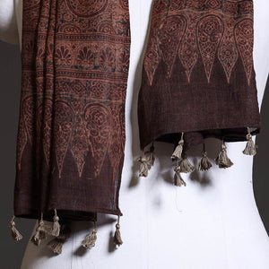 Brown - Ajrakh Block Printed Pure Woolen Stole