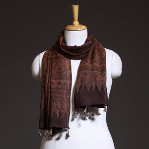 Brown - Ajrakh Block Printed Pure Woolen Stole