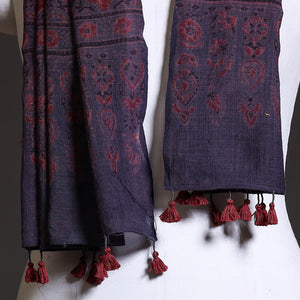 Blue - Block Print Woolen Ajrakh Stole