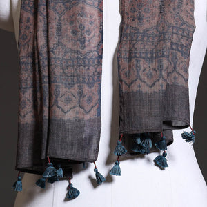 Blue - Block Print Woolen Ajrakh Stole