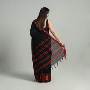 Black - Mercerised Cotton Thread Border Dharwad Saree 16