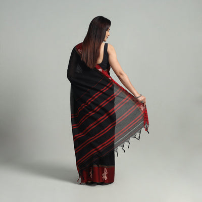 Black - Mercerised Cotton Thread Border Dharwad Saree 16