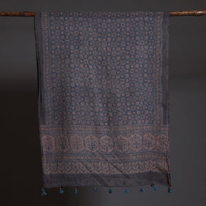 Blue - Block Print Woolen Ajrakh Stole