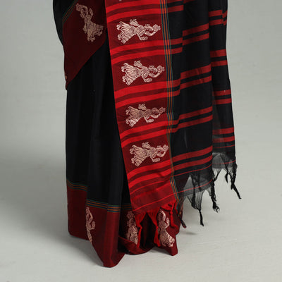 Black - Mercerised Cotton Thread Border Dharwad Saree 16