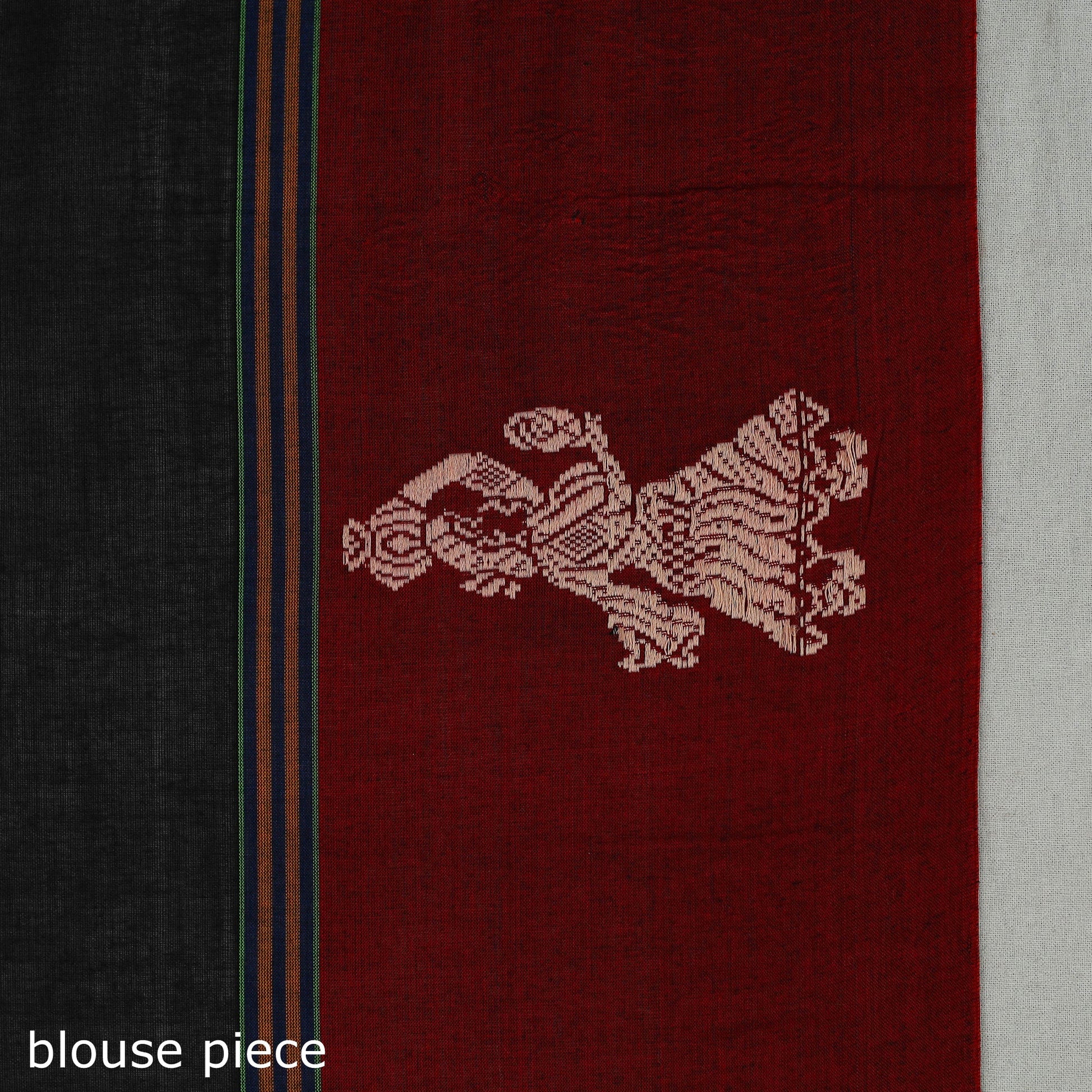 Black - Mercerised Cotton Thread Border Dharwad Saree 16
