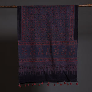 Blue - Block Print Woolen Ajrakh Stole