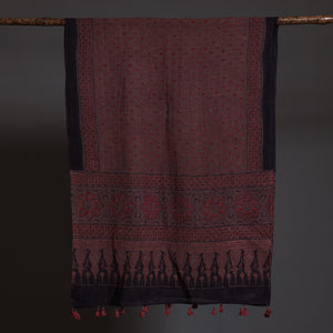 Brown - Block Print Woolen Ajrakh Stole