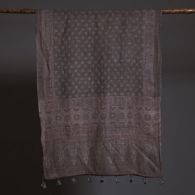 Brown - Ajrakh Block Printed Pure Woolen Stole
