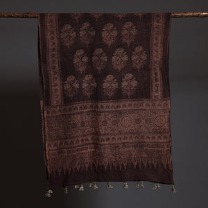 Brown - Ajrakh Block Printed Pure Woolen Stole