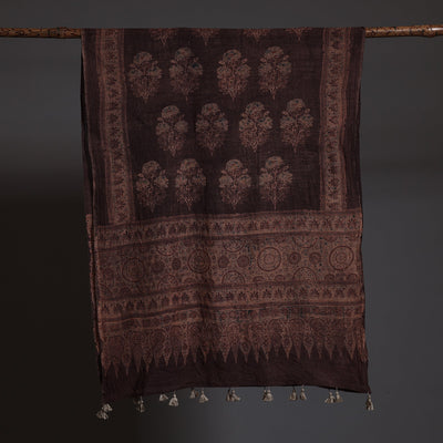 Brown - Ajrakh Block Printed Pure Woolen Stole