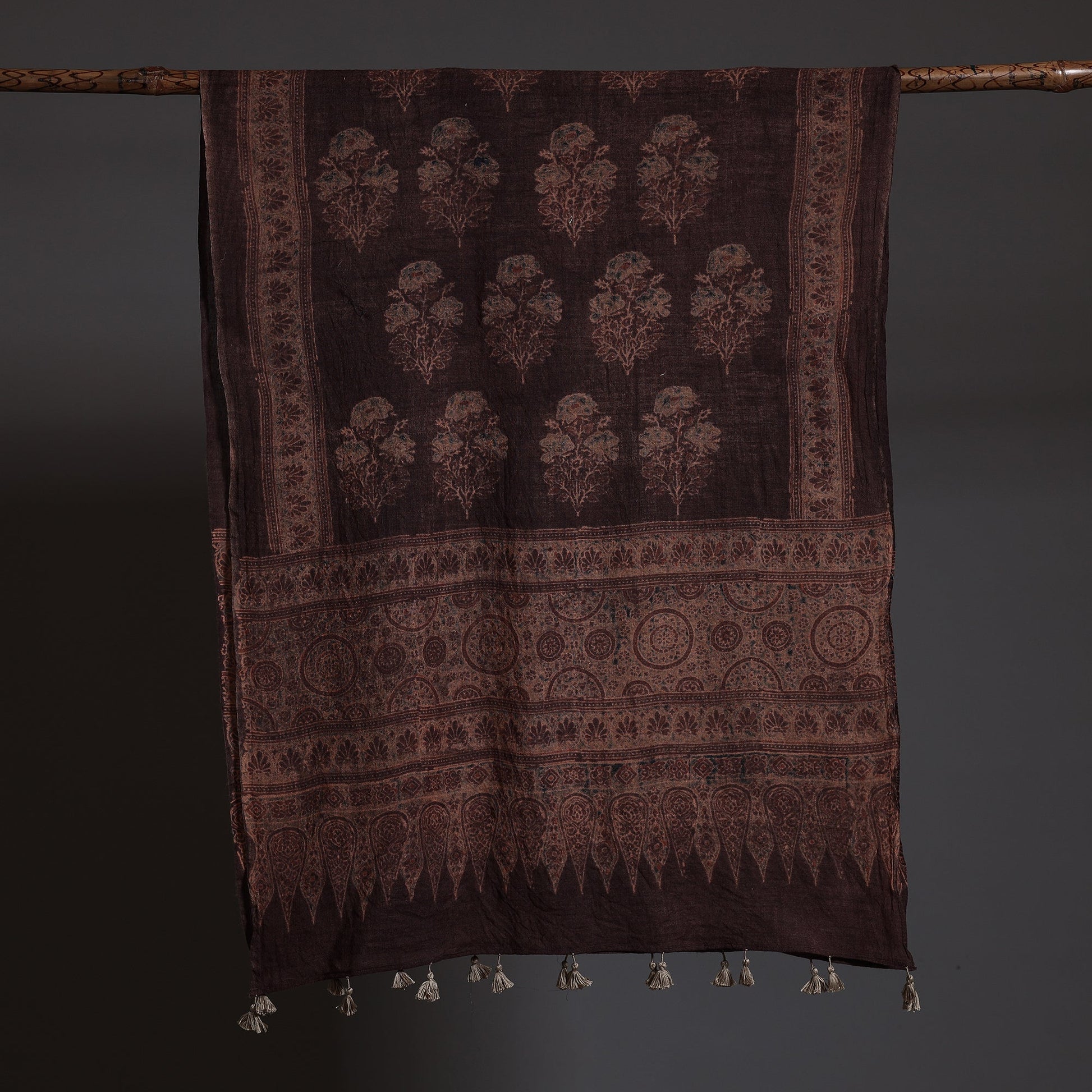 Brown - Ajrakh Block Printed Pure Woolen Stole