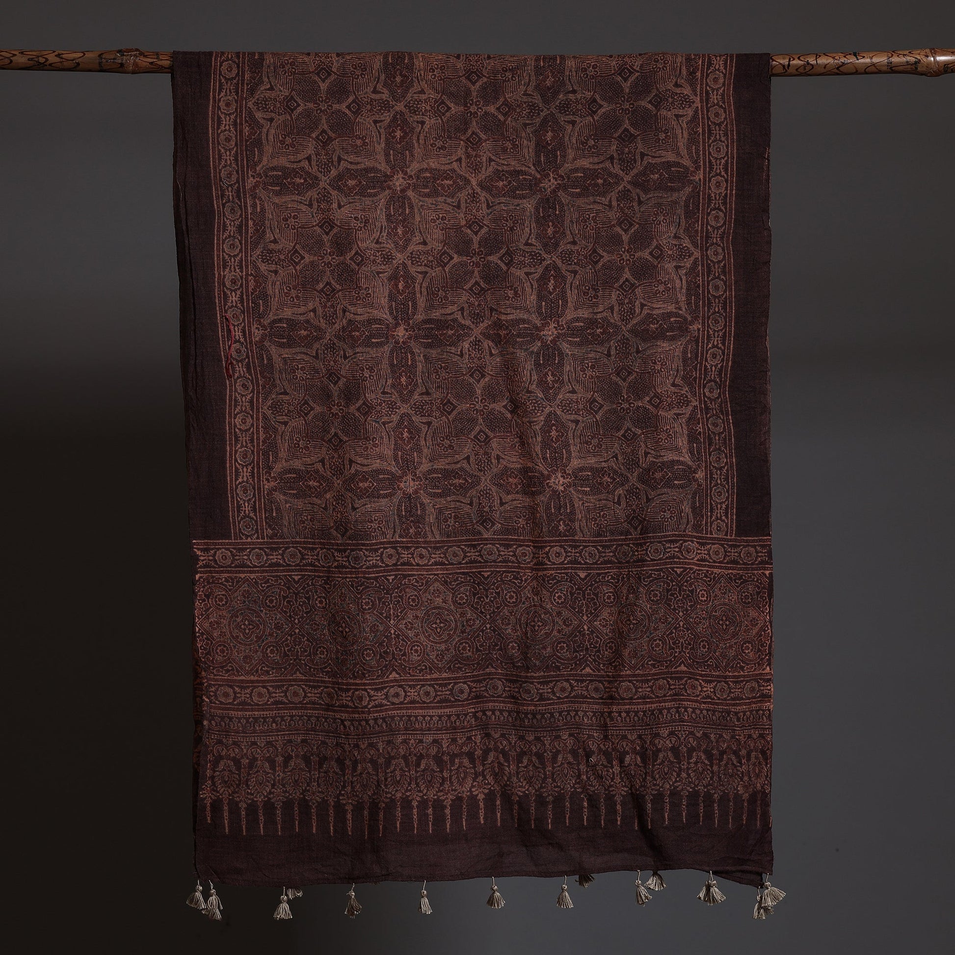 Brown - Ajrakh Block Printed Pure Woolen Stole