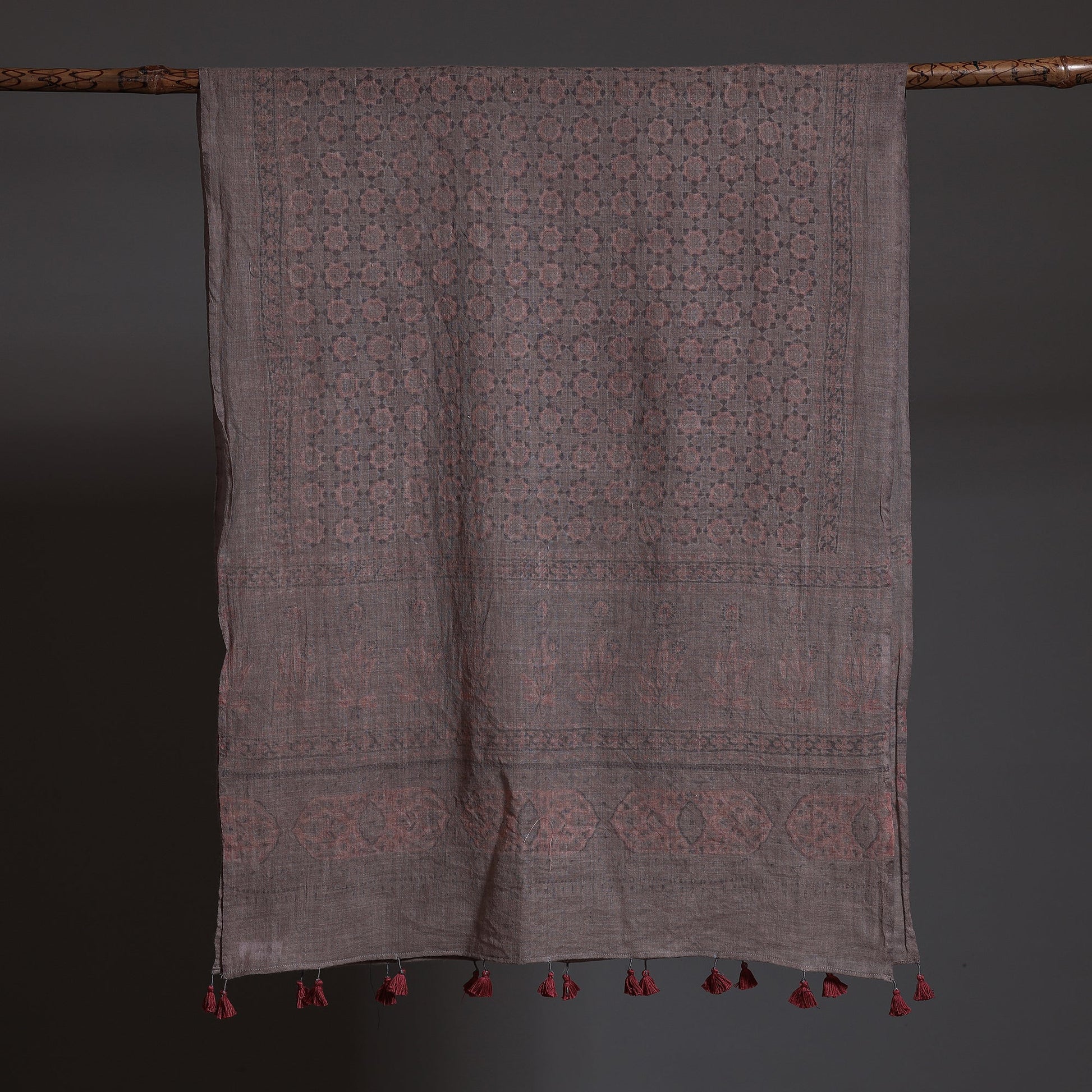 Brown - Ajrakh Block Printed Pure Woolen Stole