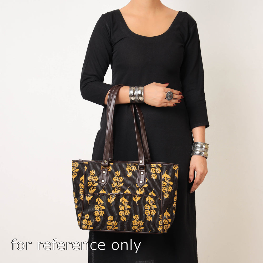 Brown - Handcrafted Cotton Running Sticth Shoulder Bag