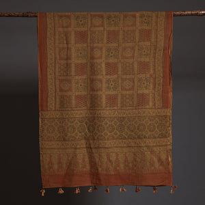 Brown - Ajrakh Block Printed Pure Woolen Stole