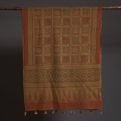 Brown - Ajrakh Block Printed Pure Woolen Stole