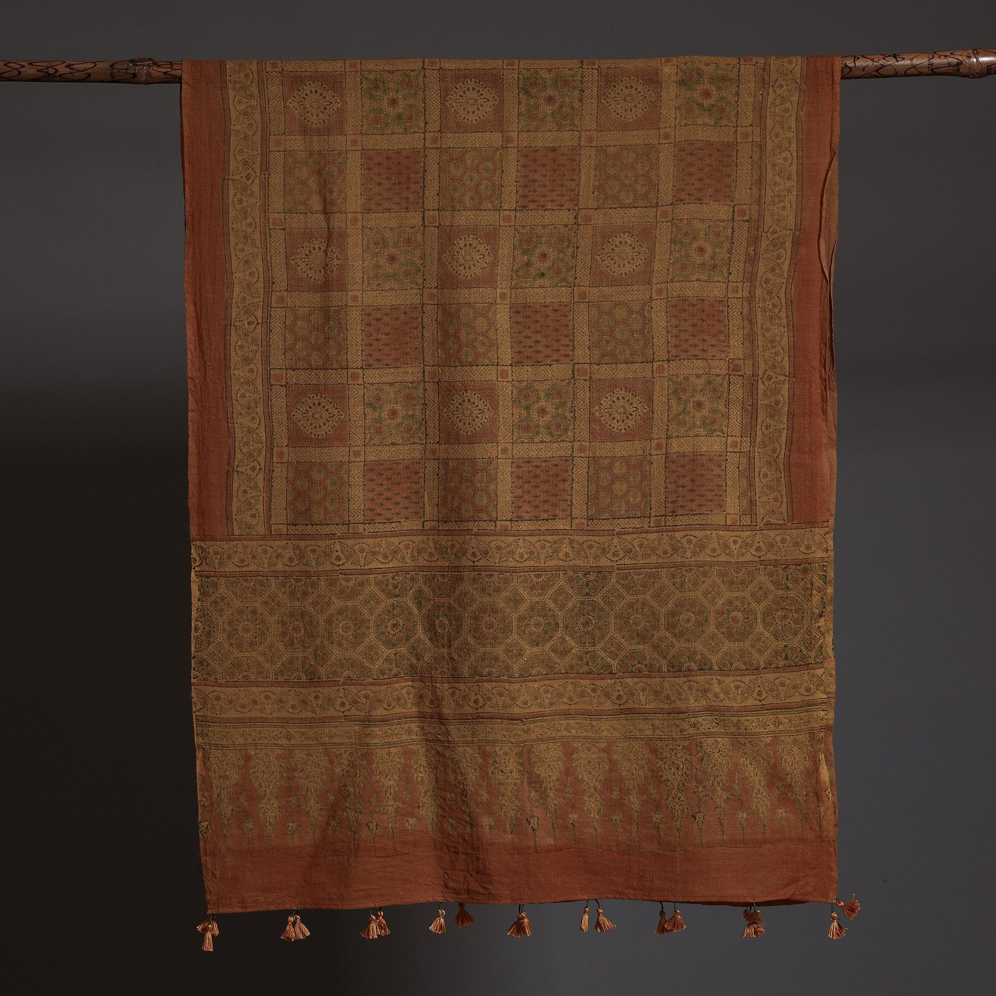Brown - Ajrakh Block Printed Pure Woolen Stole