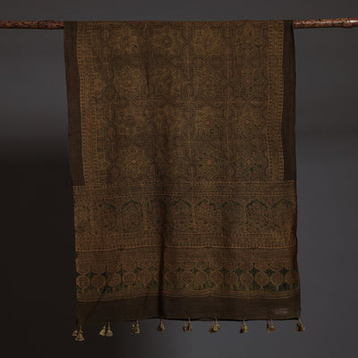 Brown - Ajrakh Block Printed Pure Woolen Stole