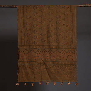 Brown - Ajrakh Block Printed Pure Woolen Stole