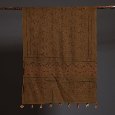 Brown - Ajrakh Block Printed Pure Woolen Stole